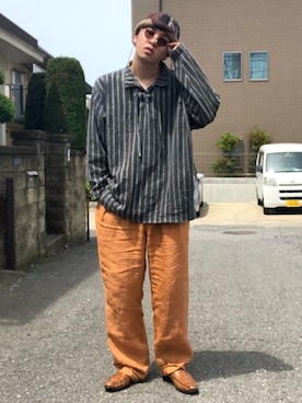 「USEDo（ユーズド）のアイテム（トップス）」を使った、ケンタロウさん（メンズ・177cm）の春コーディネート