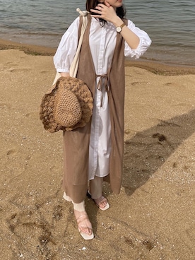 「アイテム（シャツワンピース）」を使った、hasuneさん（レディース・163cm）の夏コーディネート