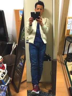 「Reebok（リーボック）のアイテム（スニーカー、レッド系）」を使った、koujiさん（メンズ）の春コーディネート