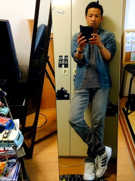 「ZARA（ザラ）のアイテム（デニムジャケット、ブルー系）」を使った、koujiさん（メンズ）の春コーディネート