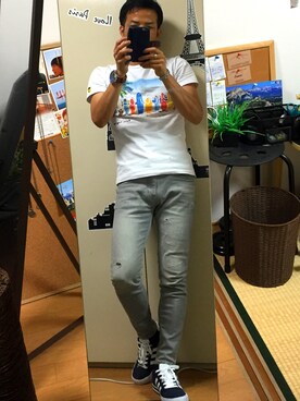 「adidas（アディダス）のアイテム（スニーカー、ブラック系）」を使った、koujiさん（メンズ）の夏コーディネート