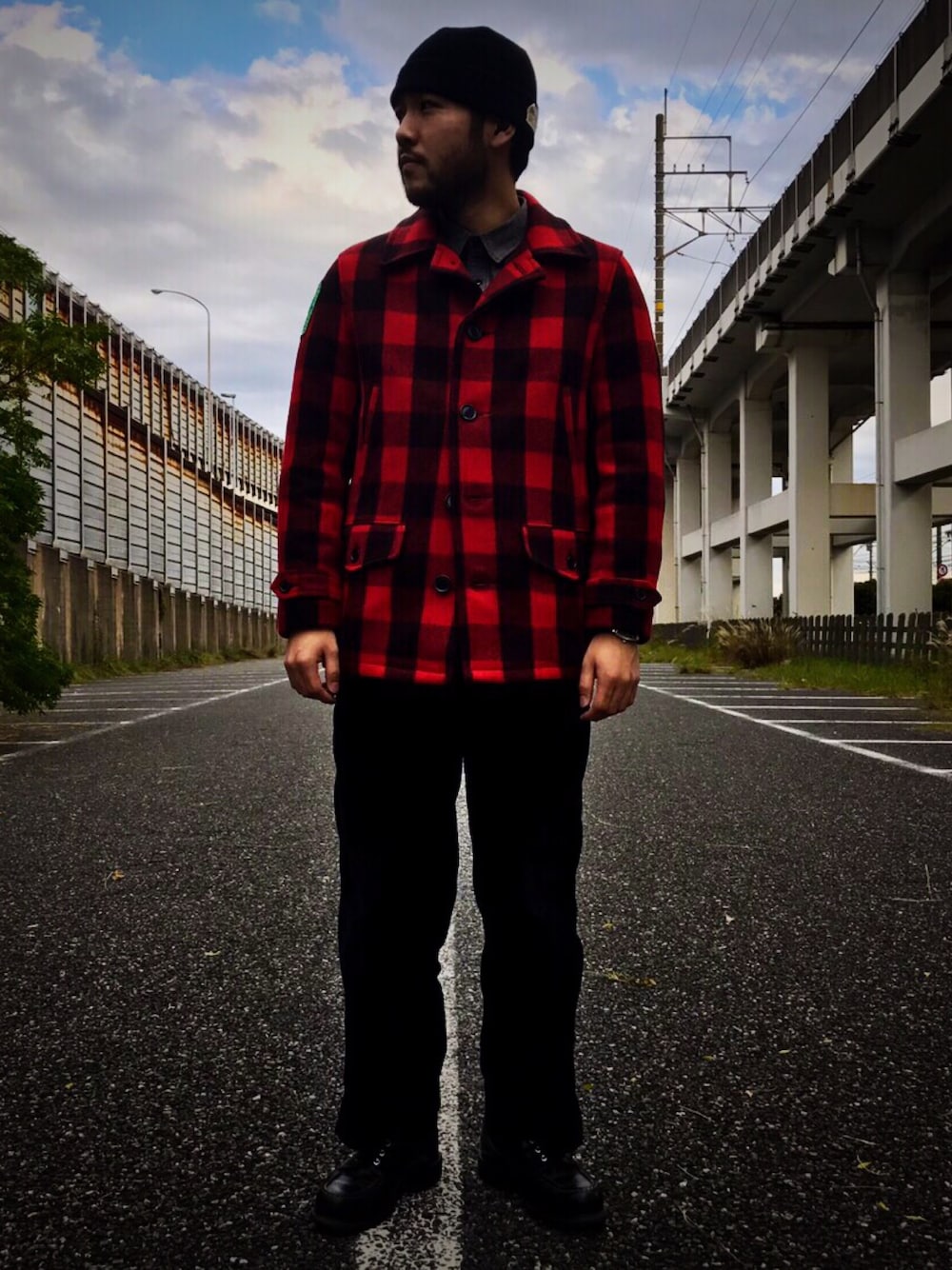 schottのピーコート（レッド系）を使った人気ファッション