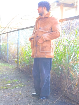 「schott（ショット）のアイテム（ムートンコート）」を使った、sugaさん（メンズ・177cm）の冬コーディネート