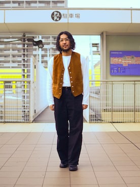 「アイテム（ベスト）」を使った、sugaさん（メンズ・177cm）の夏コーディネート