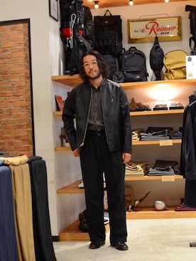 「革ジャンを着る人生」｜sugaさん（メンズ・177cm）の秋コーディネート