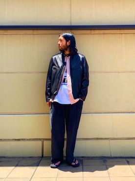 「ファッションの力を信じよう」｜「アイテム（ライダースジャケット）」を使った、sugaさん（メンズ・177cm）の夏コーディネート