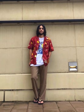 「柄シャツ」｜sugaさん（メンズ・177cm）の夏コーディネート