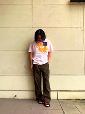 「schott（ショット）のSchott/ショット/SCRIBBLE T-SHIRT（Tシャツ/カットソー）」を使った、sugaさん（メンズ・177cm）の夏コーディネート