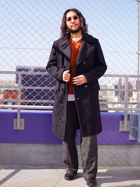 「schott（ショット）のアイテム（ピーコート）」を使った、sugaさん（メンズ・177cm）の秋コーディネート