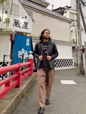 「HAVERSACK（ハバーザック）のアイテム（パンツ）」を使った、sugaさん（メンズ・177cm）の冬コーディネート