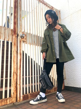 「RNA」｜「アイテム（ハンチング/ベレー帽）」を使った、ASAKAWAさん（レディース・155cm）の秋コーディネート