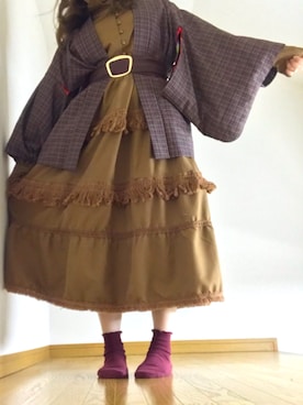 「古着」｜「アイテム（浴衣）」を使った、おいさん.さん（レディース・150cm）の秋コーディネート