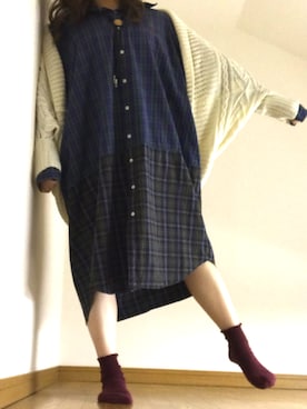 「だぼだぼ」｜「アイテム（ワンピース/ドレス）」を使った、おいさん.さん（レディース・150cm）の秋コーディネート