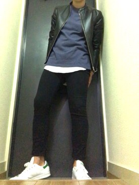 「Daniel Wellington」｜「アイテム（ライダースジャケット）」を使った、KeNさん（メンズ・174cm）の秋コーディネート