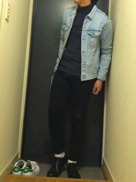 「ブリーチデニム」｜「アイテム（腕時計）」を使った、KeNさん（メンズ・174cm）の冬コーディネート