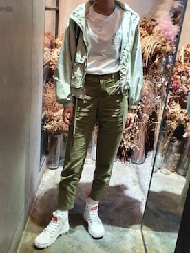 「PULL&BEAR（プルアンドベア）のアイテム（モッズコート）」を使った、yuui.0902さん（レディース・162cm）の夏コーディネート