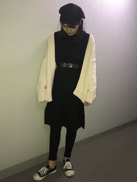 「アイテム（キャスケット）」を使った、るかっちょ【こめつぶちゅーぶ】さん（レディース・167cm・10代）の冬コーディネート