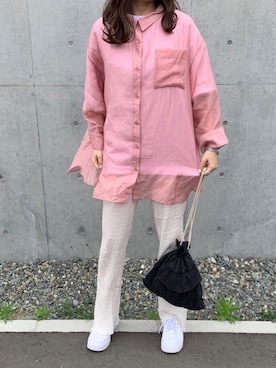 「OpenCLOSE（オープンクローズ）のアイテム（パンツ）」を使った、ちぇるさん（レディース・155cm）の夏コーディネート