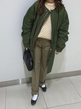 「アイテム（ミリタリージャケット）」を使った、ちぇるさん（レディース・156cm）の秋コーディネート