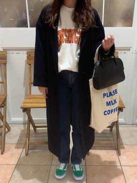 「THE SHINZONE（ザ　シンゾーン）のアイテム（チェスターコート）」を使った、ちぇるさん（レディース・156cm）の冬コーディネート