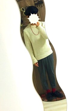「HARE（ハレ）のアイテム（ニット/セーター、ホワイト系）」を使った、miyabiさん（メンズ・164cm）の春コーディネート