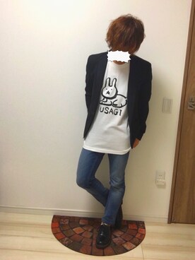 「HAMNETT（ハムネット）のアイテム（テーラードジャケット）」を使った、miyabiさん（メンズ・164cm）の春コーディネート