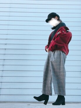 「グレンチェック」｜「アイテム（キャスケット）」を使った、minazukiさん（レディース・155cm）の冬コーディネート