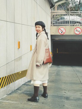 「Samansa Mos2（サマンサ モスモス）のアイテム（トレンチコート）」を使った、麦田さん（レディース・155cm）の春コーディネート