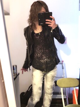 「撮影」｜「アイテム（ライダースジャケット）」を使った、夢咲 光さん（メンズ・170cm）の秋コーディネート