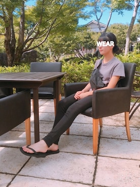 「黒スキニー」｜「アイテム（ビーチサンダル）」を使った、©︎zmiii＊さん（レディース・167cm）の夏コーディネート