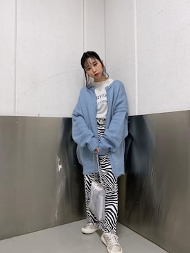 「WHO'S WHO gallery（フーズフーギャラリー）のダメージマルチウェイニット（ニット/セーター）」を使った、yuuyuukさん（レディース・147cm）の冬コーディネート