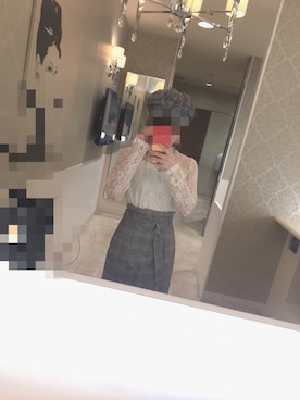 「ひざ丈スカート」｜「アイテム（帽子）」を使った、♡ すいりさん（レディース・152cm）の秋コーディネート