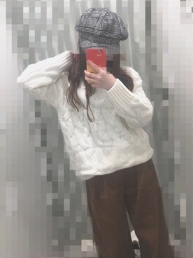 「GU（ジーユー）のアイテム（帽子、グレー系）」を使った、♡ すいりさん（レディース・152cm）の秋コーディネート