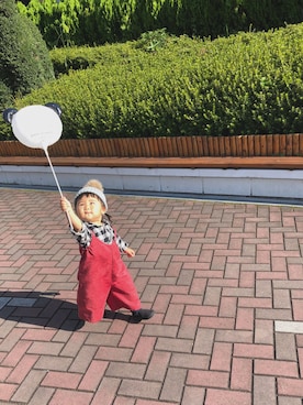 「西松屋（ニシマツヤ）のアイテム（サロペット/オーバーオール）」を使った、sh!!naさん（キッズ・80cm）の秋コーディネート