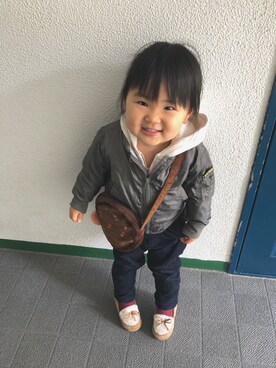 「おんなのこコーデ」｜「アイテム（MA-1）」を使った、sh!!naさん（キッズ・80cm）の冬コーディネート