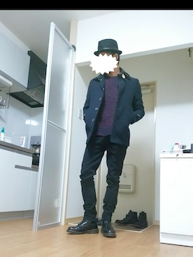 「おとなコーデ」｜「アイテム（帽子）」を使った、shinzoさん（メンズ・175cm）の冬コーディネート