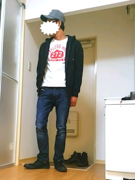 「g（ジー）のアイテム」を使った、shinzoさん（メンズ・175cm）の冬コーディネート