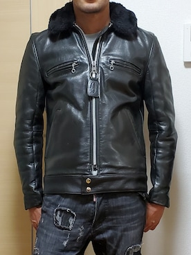 「アイテム（ライダースジャケット）」を使った、shinzoさん（メンズ・175cm・40代）の秋コーディネート