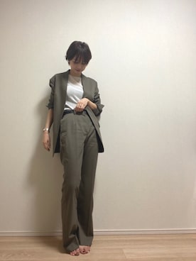 「CLANE（クラネ）のアイテム（ノーカラージャケット）」を使った、 kyokoさん（レディース・163cm）の秋コーディネート