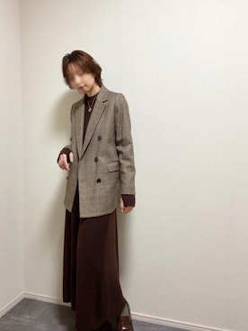 チェックダブルブレストジャケットを使った人気ファッション