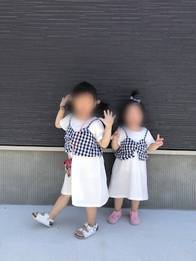 「MIKI HOUSE（ミキハウス）のアイテム（サンダル）」を使った、ru_ne girls さん（キッズ・100cm）の秋コーディネート