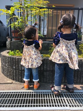 「petit main（プティマイン）のアイテム（キャミソール）」を使った、ru_ne girls さん（キッズ・100cm）の秋コーディネート