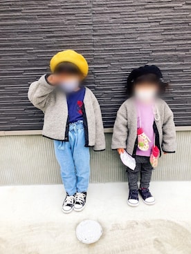 「UNIQLO（ユニクロ）のアイテム（ハンチング/ベレー帽）」を使った、ru_ne girls さん（キッズ・100cm）の春コーディネート
