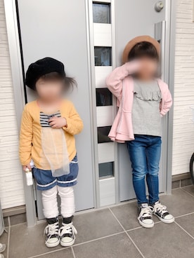「UNIQLO（ユニクロ）のアイテム（ハンチング/ベレー帽）」を使った、ru_ne girls さん（キッズ・100cm）の春コーディネート
