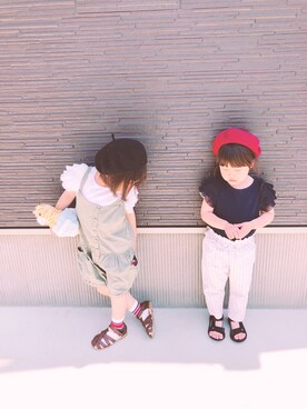「UNIQLO（ユニクロ）のアイテム（ハンチング/ベレー帽）」を使った、ru_ne girls さん（キッズ・100cm）の春コーディネート