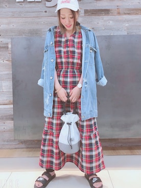 「Right-on（ライトオン）のアイテム（デニムジャケット）」を使った、ru_ne girls さん（レディース・157cm）の夏コーディネート