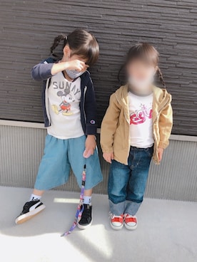 「X-girl（エックスガール）のアイテム」を使った、ru_ne girls さん（キッズ・110cm）の秋コーディネート