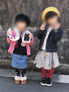 「UNIQLO（ユニクロ）のアイテム（ハンチング/ベレー帽）」を使った、ru_ne girls さん（キッズ・100cm）の冬コーディネート