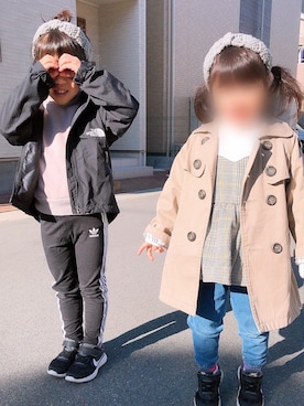 「GAP（ギャップ）のアイテム（トレンチコート）」を使った、ru_ne girls さん（キッズ・100cm）の冬コーディネート