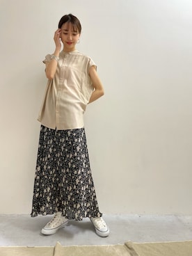 「とろみシャツ」｜mokaさん（レディース・165cm）の春コーディネート